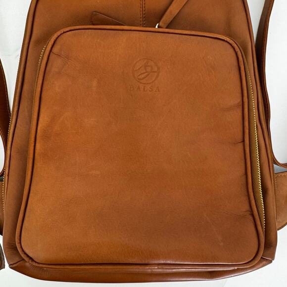 BALSA Paris Leather Slim Backpack Purse Brown Interchangeable Zipper Pulls - Picture 9 of 15